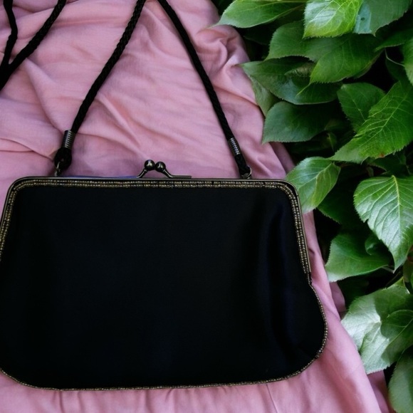 Lancome Black and Gold Beaded Floral Evening Bag - Picture 3 of 5